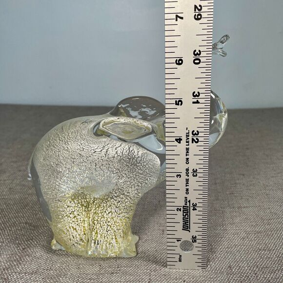 Art Glass Elephant Paperweight Silver Granna Glasbruk Sweden Handmade Signed - Picture 8 of 11